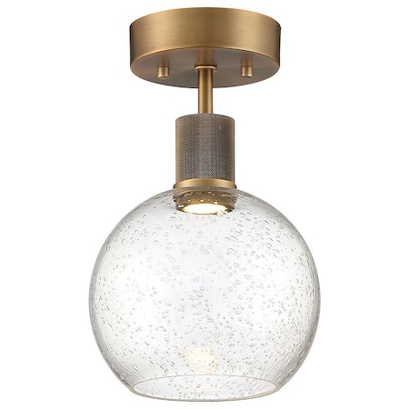 Access Lighting Port Nine Burgundy, Burgundy LED SemiFlush, Antique Brushed Brass Finish, Seeded Glass 63148LEDD-ABB/SDG